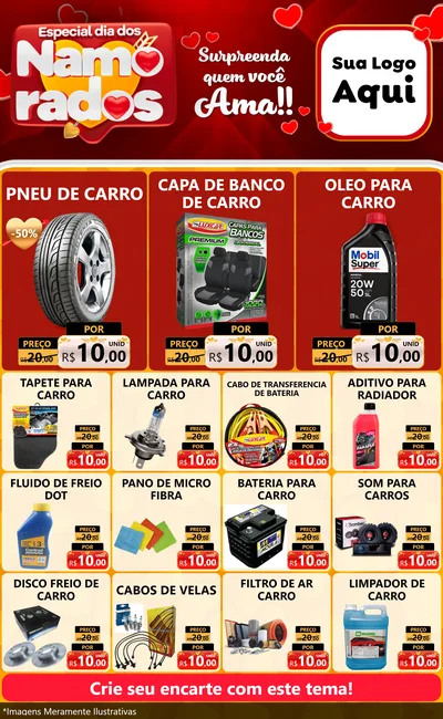 Modelo de Encarte para Encarte Grande com o tema Especial Dia dos Namorados para Auto peças
