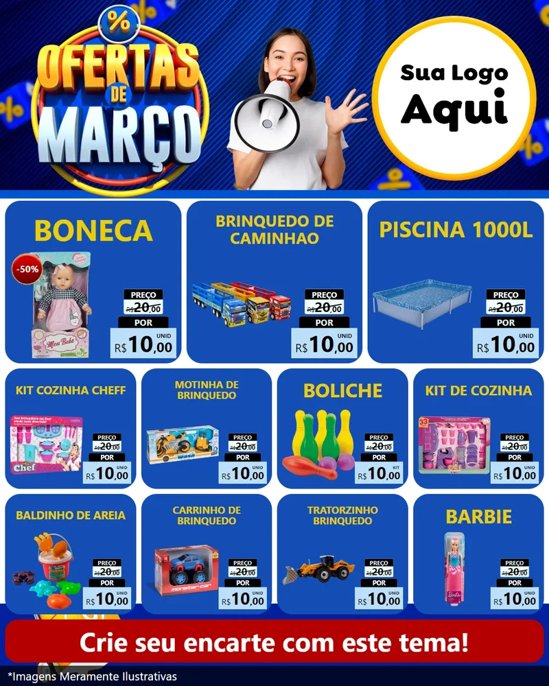 Modelo de Rede Social para Feed Instagram com o tema Ofertas de Março para Brinquedos
