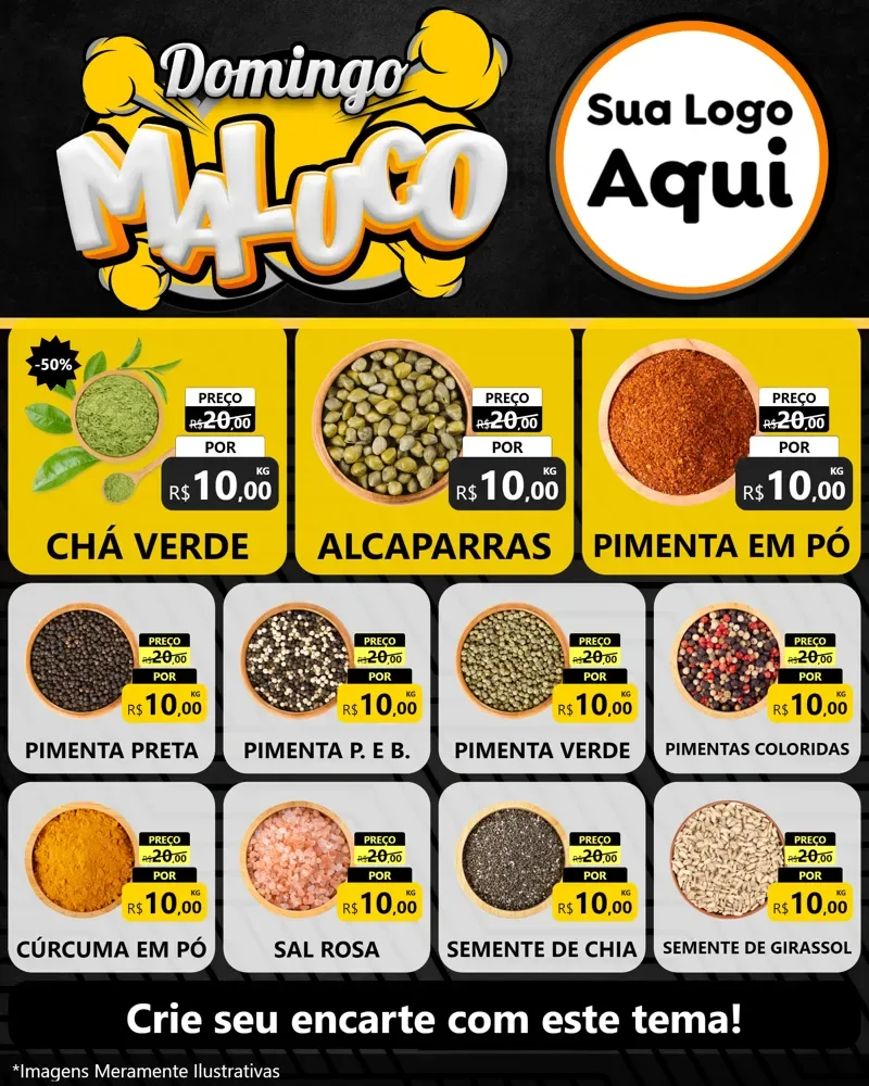 Modelo de Rede Social para Feed Instagram com o tema Domingo Maluco para Produtos Naturais