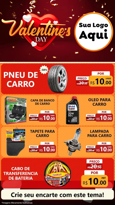 Modelo de TV para TV Vertical com o tema Valentine's Day para Auto peças