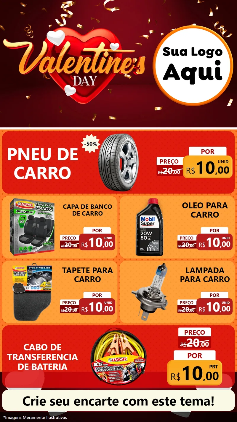 Modelo de TV para TV Vertical com o tema Valentine's Day para Auto peças