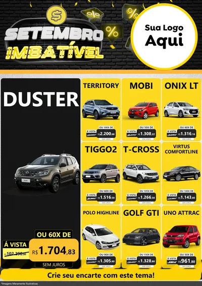 Modelo de Encarte para Encarte A4 Vertical com o tema Setembro Imbatível para Concessionaria de Carros