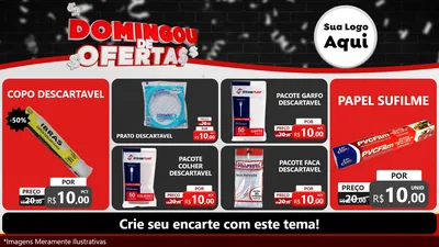 Modelo de TV para TV Horizontal com o tema Domingou de Ofertas para Embalagens