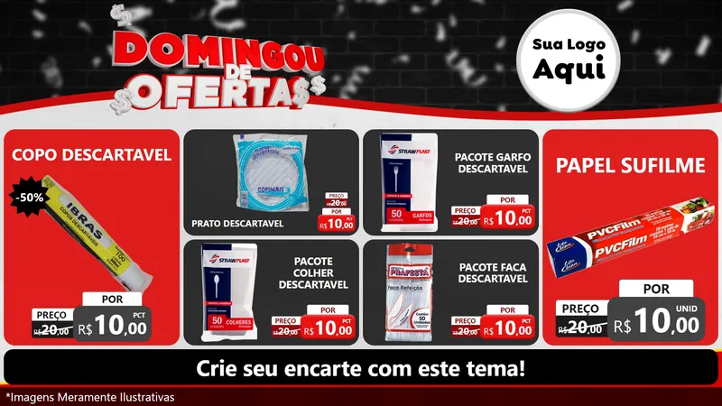Modelo de TV para TV Horizontal com o tema Domingou de Ofertas para Embalagens