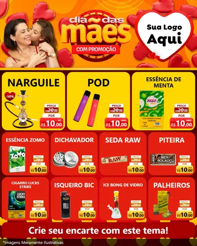 Modelo de Rede Social para Feed Instagram com o tema Dia das Mães com Promoção para Tabacaria