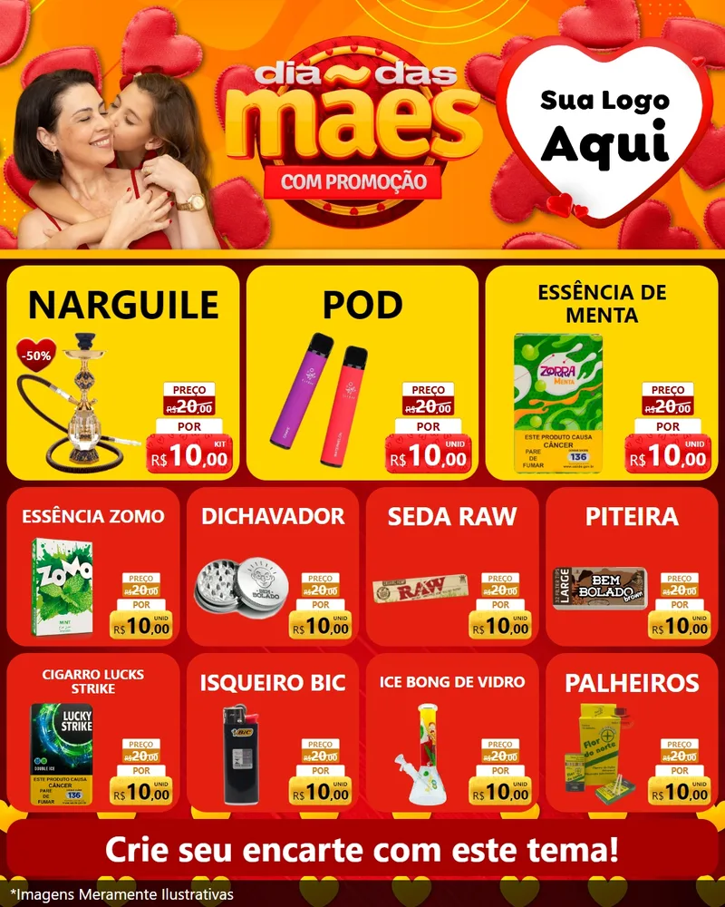Modelo de Rede Social para Feed Instagram com o tema Dia das Mães com Promoção para Tabacaria
