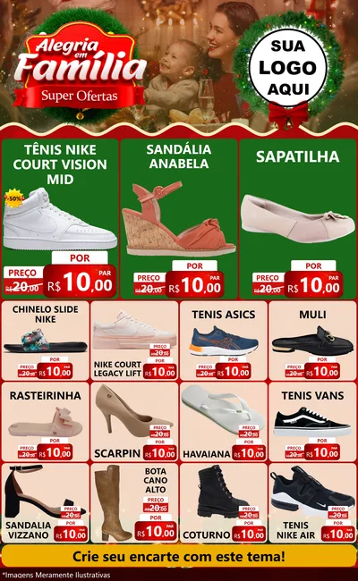 Modelo de Encarte para Encarte Grande com o tema Alegria Em Família - Super Ofertas para Calçados