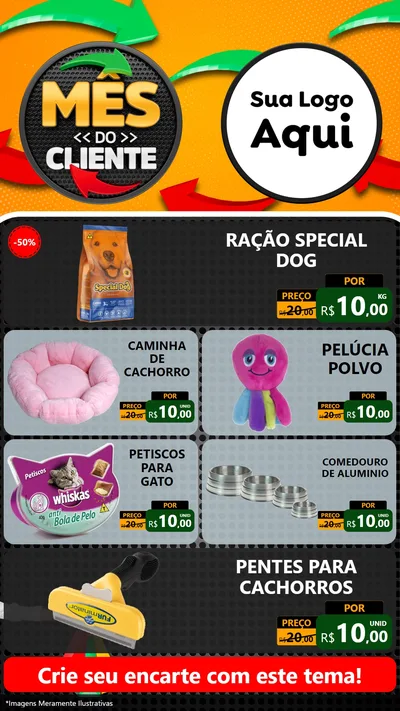 Modelo de TV para TV Vertical com o tema Mês do Cliente para Pet Shop