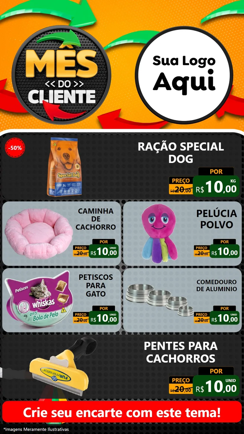 Modelo de TV para TV Vertical com o tema Mês do Cliente para Pet Shop