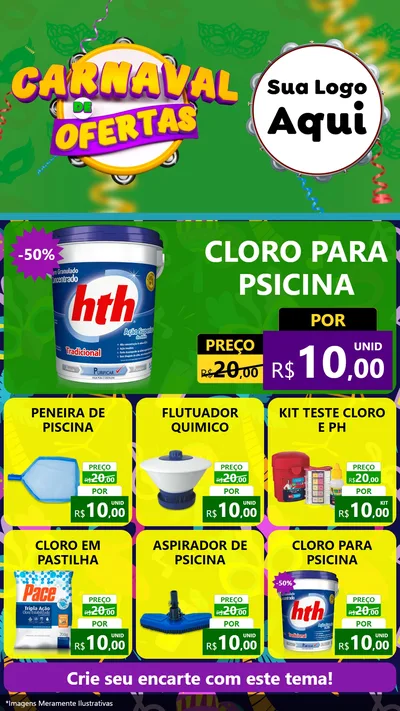 Modelo de Rede Social para Stories com o tema Carnaval de Ofertas para Produtos para Piscina