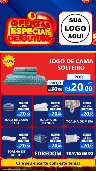 Modelo de Rede Social para Stories com o tema Ofertas Especiais de Outubro para Cama, Mesa e Banho
