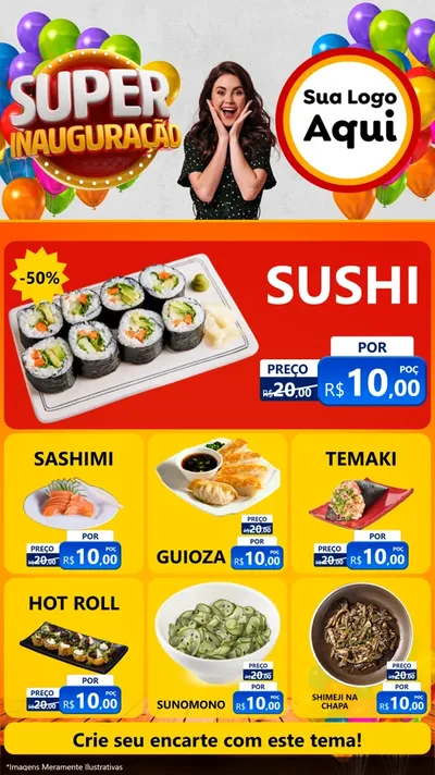 Modelo de Rede Social para Stories com o tema Super Inauguração para Comida japonesa
