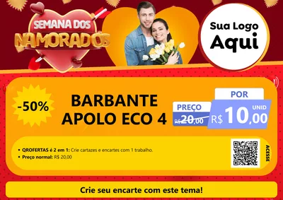 Modelo de Cartaz para Cartaz A4 Horizontal com o tema Semana dos Namorados para Armarinho e Aviamentos