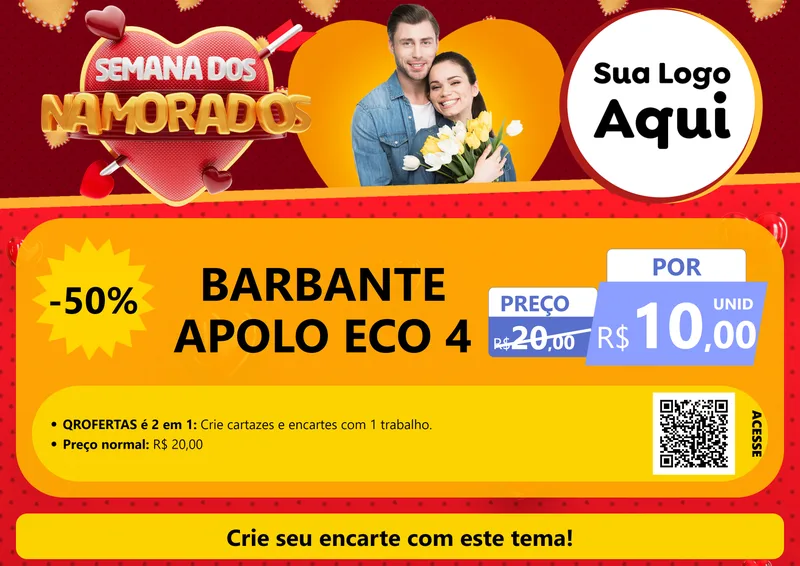 Modelo de Cartaz para Cartaz A4 Horizontal com o tema Semana dos Namorados para Armarinho e Aviamentos