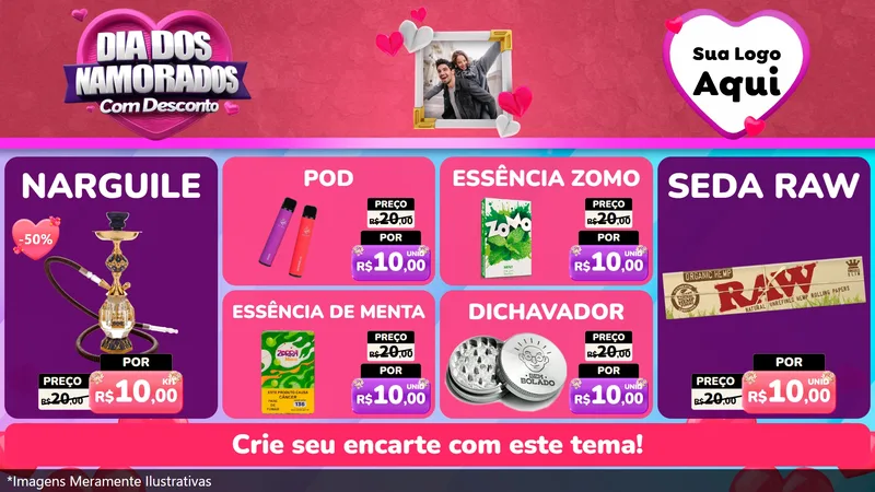 Modelo de TV para TV Horizontal com o tema Dia Dos Namorados Com Desconto para Tabacaria