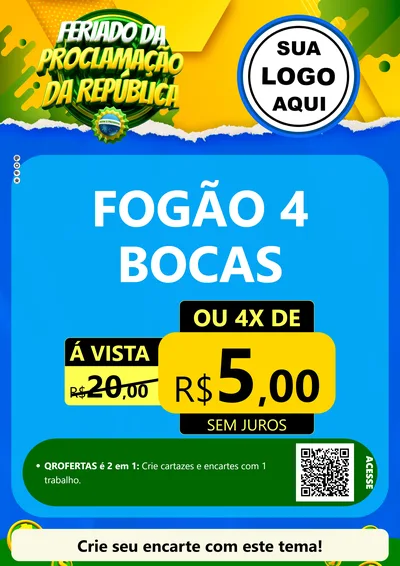 Modelo de Cartaz para Cartaz A4 Vertical com o tema Feriado da Proclamação da República para Móveis e Eletro