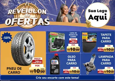 Modelo de Encarte para Encarte A4 Horizontal com o tema Réveillon de Ofertas para Auto peças