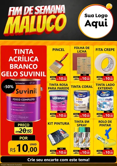 Modelo de Encarte para Encarte A4 Vertical com o tema Final de Semana Maluco para Tintas e Ferramentas