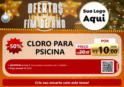 Modelo de Cartaz para Cartaz A4 Horizontal com o tema Ofertas de Fim de Ano para Produtos para Piscina