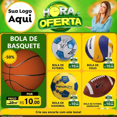 Modelo de Rede Social para Feed Facebook com o tema Hora da Oferta para Artigos Esportivos