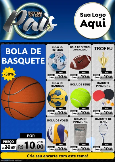 Modelo de Encarte para Encarte A4 Vertical com o tema Sorteio Dia Dos Pais para Artigos Esportivos
