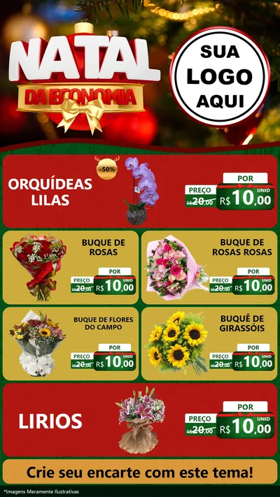 Modelo de TV para TV Vertical com o tema Natal da Economia para Floricultura e jardim
