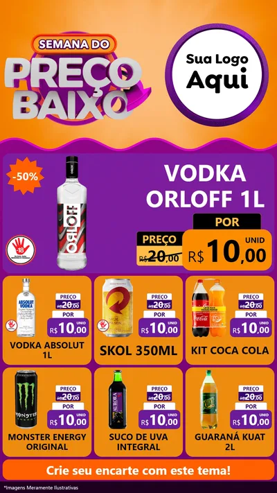 Modelo de Rede Social para Stories com o tema Semana do Preço Baixo para Distribuidora de bebidas