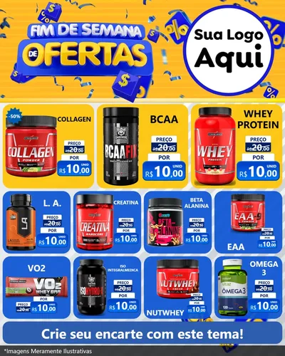 Modelo de Rede Social para Feed Instagram com o tema Fim de Semana de Ofertas para Suplementos alimentares
