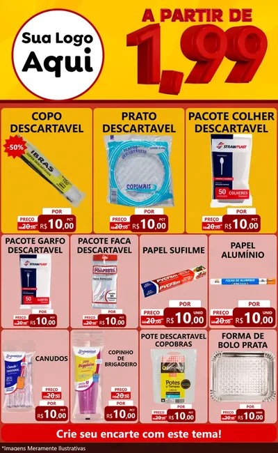 Modelo de Encarte para Encarte Grande com o tema A Partir de Um e Noventa e Nove - 1,99 para Embalagens