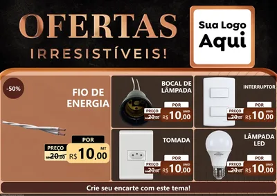 Modelo de Encarte para Encarte A4 Horizontal com o tema Ofertas Irresistíveis! para Materiais Elétricos