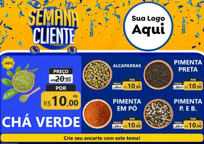 Modelo de Encarte para Encarte A4 Horizontal com o tema Semana do Cliente para Produtos Naturais