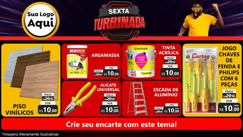 Modelo de TV para TV Horizontal com o tema Sexta Turbinada para Material para Construção