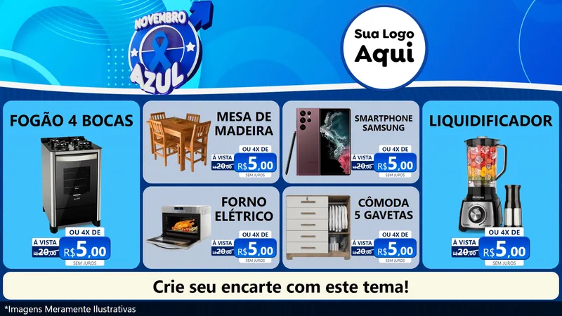 Modelo de TV para TV Horizontal com o tema Novembro Azul para Móveis e Eletro