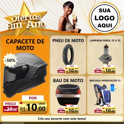 Modelo de Rede Social para Feed Facebook com o tema Ofertas Fim de Ano para Moto peças