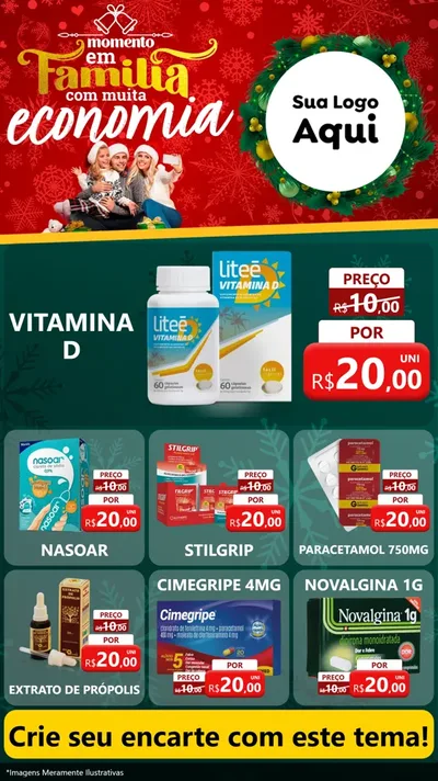 Modelo de Rede Social para Stories com o tema Momento em Família (Natal) para Farmácia