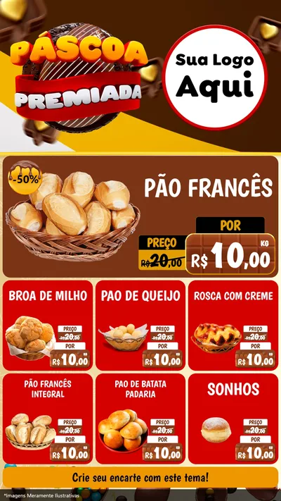 Modelo de Rede Social para Stories com o tema Páscoa Premiada para Padaria