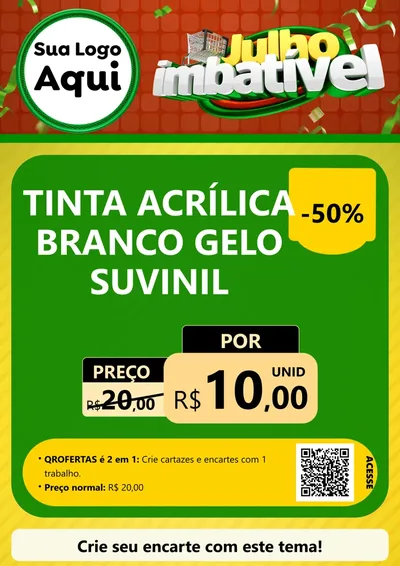 Modelo de Cartaz para Cartaz A4 Vertical com o tema Julho Imbatível para Tintas e Ferramentas