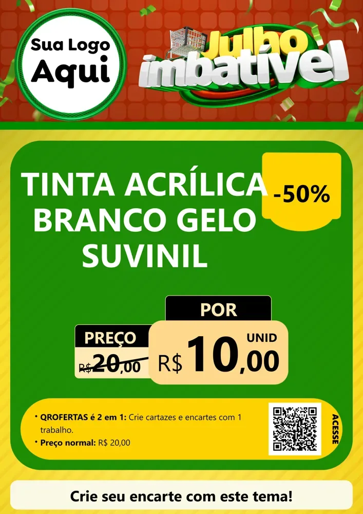 Modelo de Cartaz para Cartaz A4 Vertical com o tema Julho Imbatível para Tintas e Ferramentas