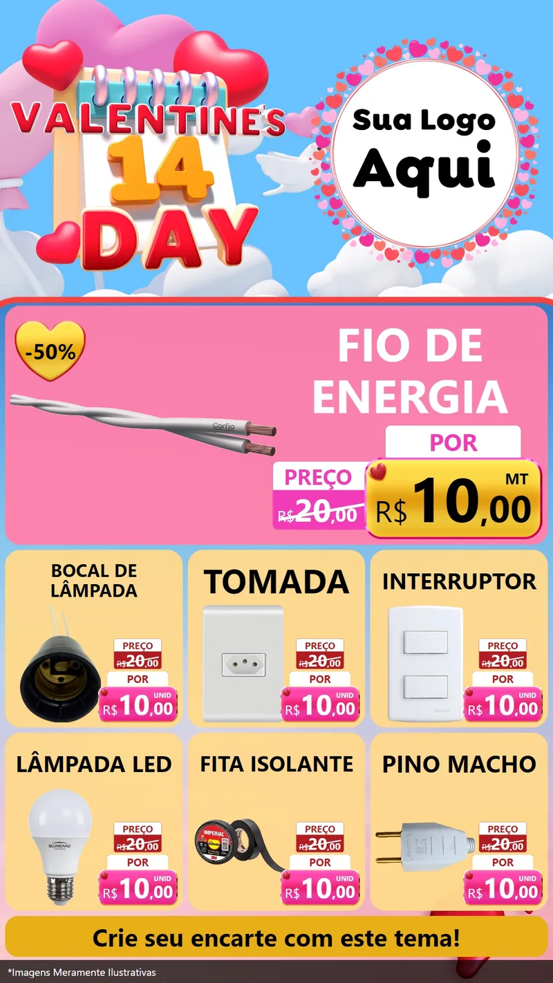 Modelo de Rede Social para Stories com o tema Valentine's Day para Materiais Elétricos