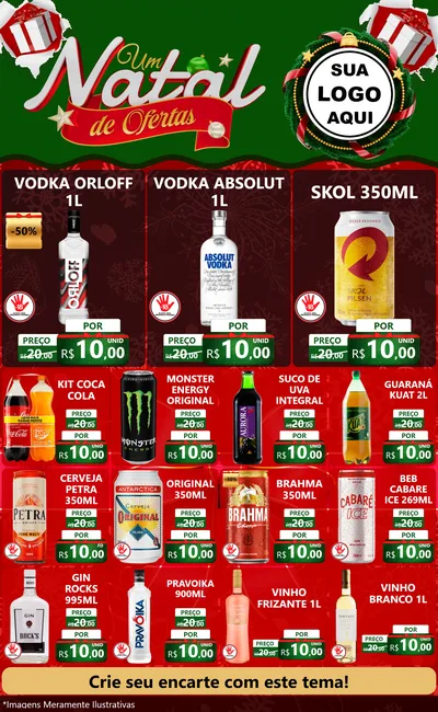 Modelo de Encarte para Encarte Grande com o tema Um Natal de Ofertas para Distribuidora de bebidas