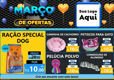 Modelo de Encarte para Encarte A4 Horizontal com o tema Março de Ofertas para Pet Shop