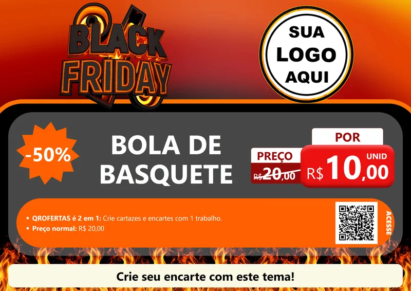 Modelo de Cartaz para Cartaz A4 Horizontal com o tema Black Friday para Artigos Esportivos