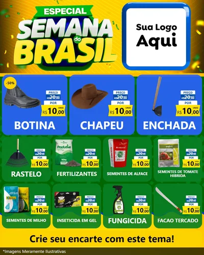 Modelo de Rede Social para Feed Instagram com o tema Especial Semana do Brasil para Agropecuária