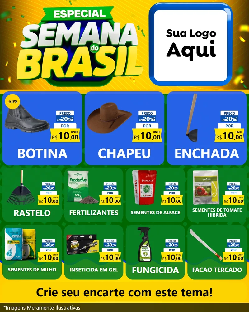 Modelo de Rede Social para Feed Instagram com o tema Especial Semana do Brasil para Agropecuária
