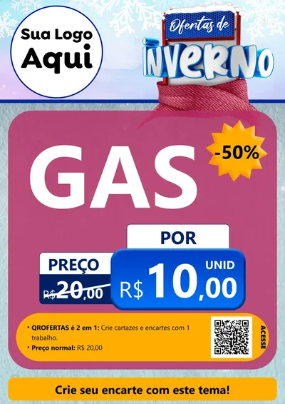 Modelo de Cartaz para Cartaz A4 Vertical com o tema Ofertas de Inverno para Água e gás