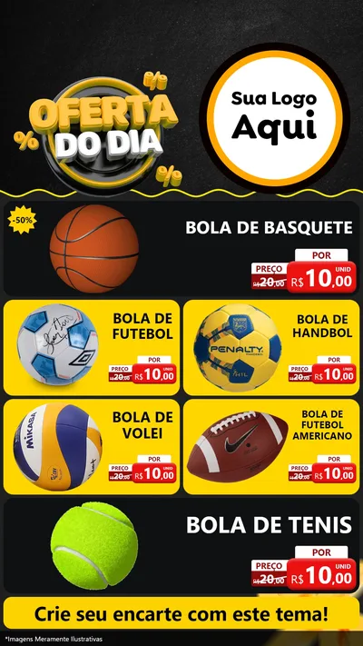 Modelo de TV para TV Vertical com o tema Oferta Do Dia para Artigos Esportivos
