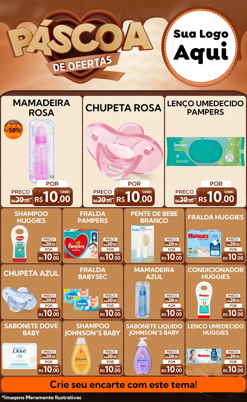 Modelo de Encarte para Encarte Grande com o tema Páscoa de Ofertas para Bebês