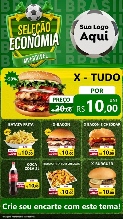Modelo de Rede Social para Stories com o tema Seleção de Economia - Copa para Hamburgueria