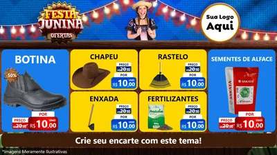 Modelo de TV para TV Horizontal com o tema Festa Junina Ofertas para Agropecuária