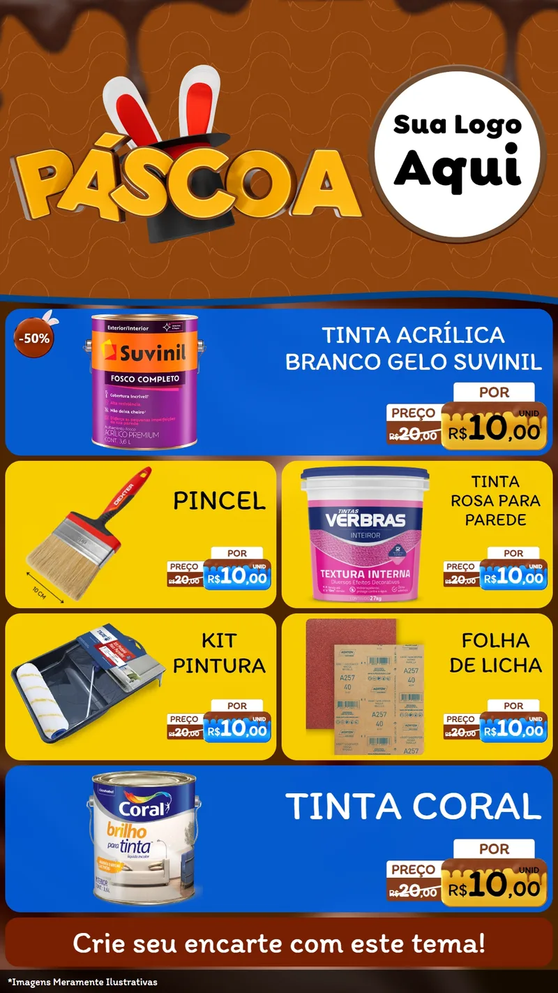 Modelo de TV para TV Vertical com o tema Páscoa para Tintas e Ferramentas